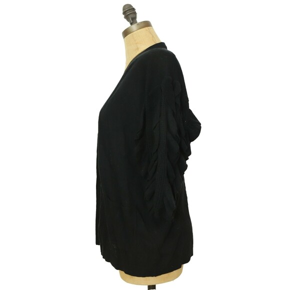 Rachel Parcell Open Cardigan Sweater Top XS Ruffle Sleeve Black NWT $99 B67 - Picture 6 of 6